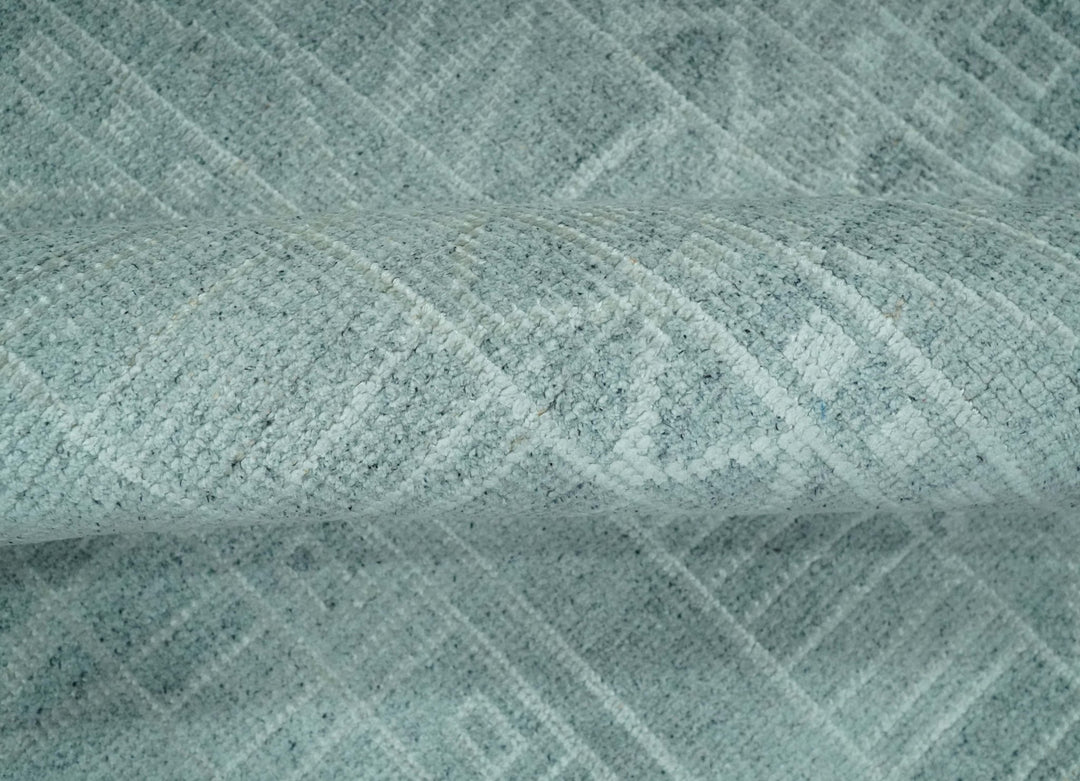 Gray and Silver 5x8 Stripes Design Hand Knotted wool and Art Silk Area Rug - The Rug Decor