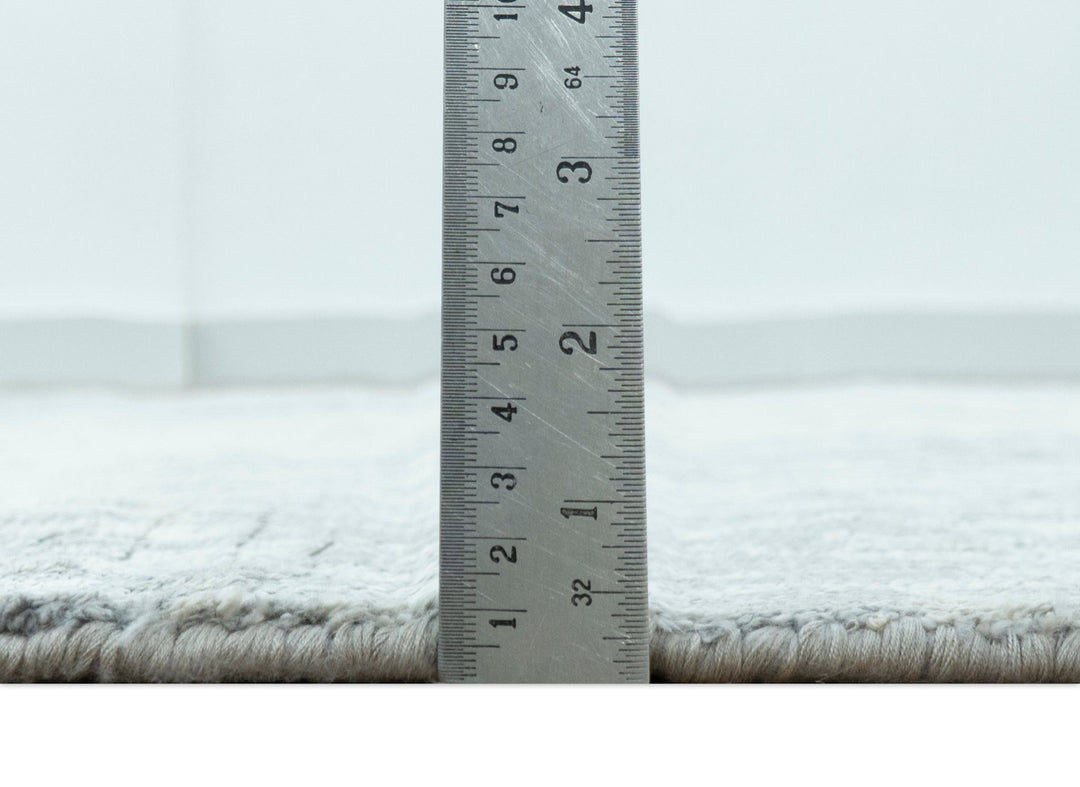 Gray And Silver Modern Abstract Design Hand Knotted Bamboo Silk Area Rug - The Rug Decor