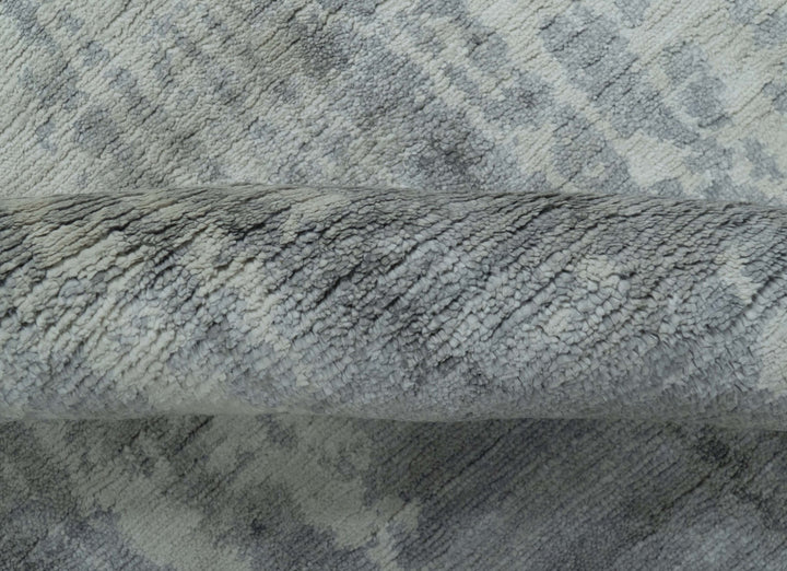 Gray And Silver Modern Abstract Design Hand Knotted Bamboo Silk Area Rug - The Rug Decor