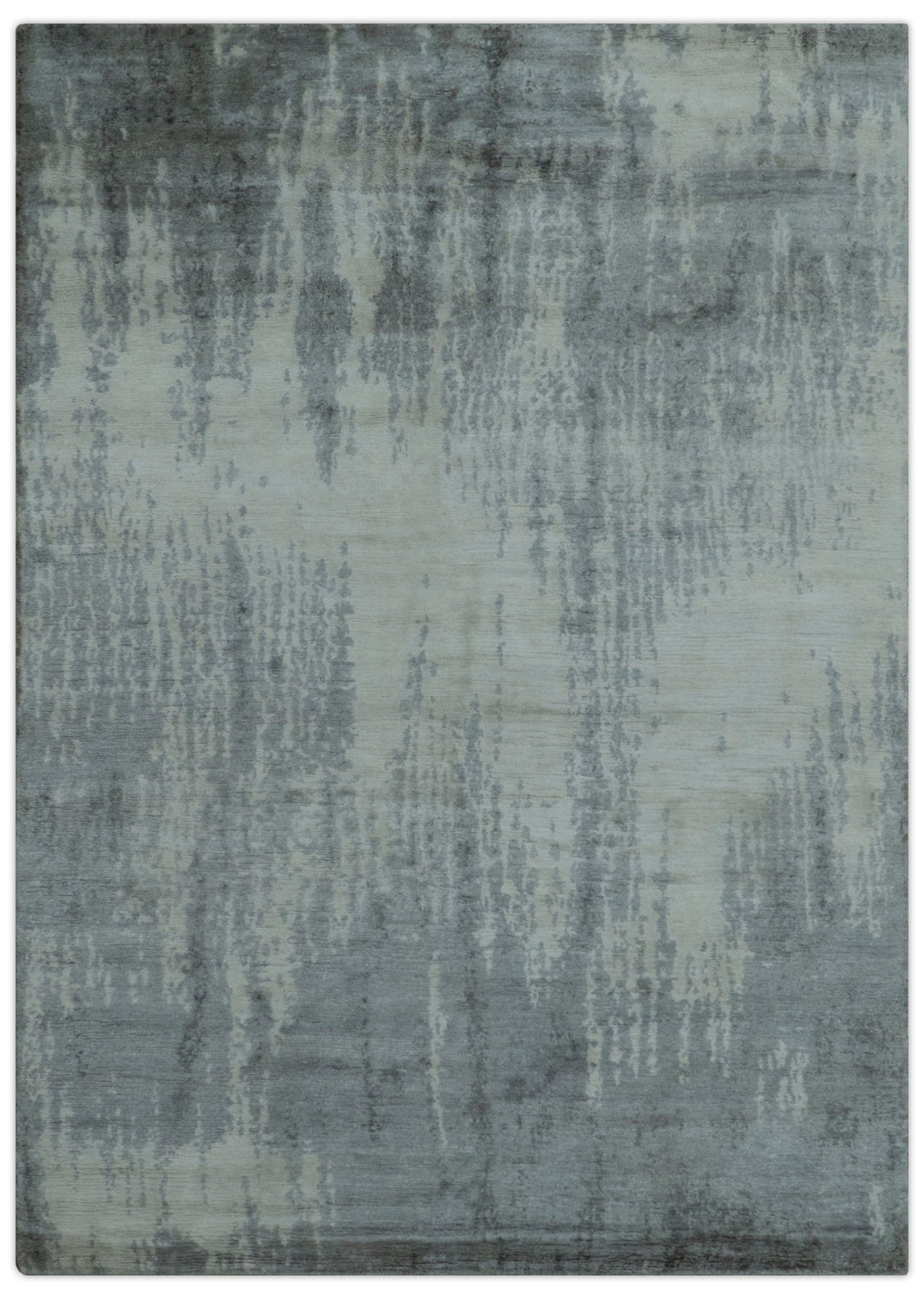 Gray And Silver Modern Abstract Design Hand Knotted Bamboo Silk Area Rug - The Rug Decor