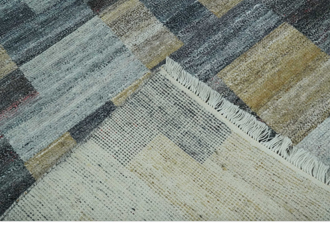 Gray, Charcoal, Ivory and Beige Modern Geometrical 5x8 Pet yarn Area Rug - The Rug Decor