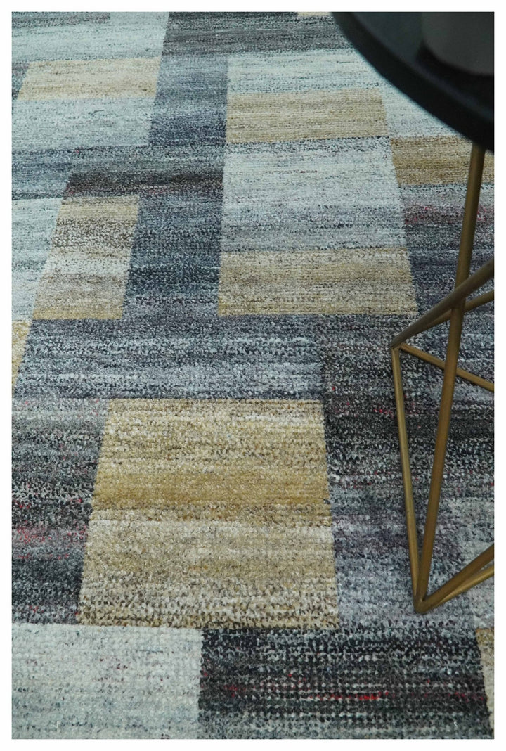 Gray, Charcoal, Ivory and Beige Modern Geometrical 5x8 Pet yarn Area Rug - The Rug Decor