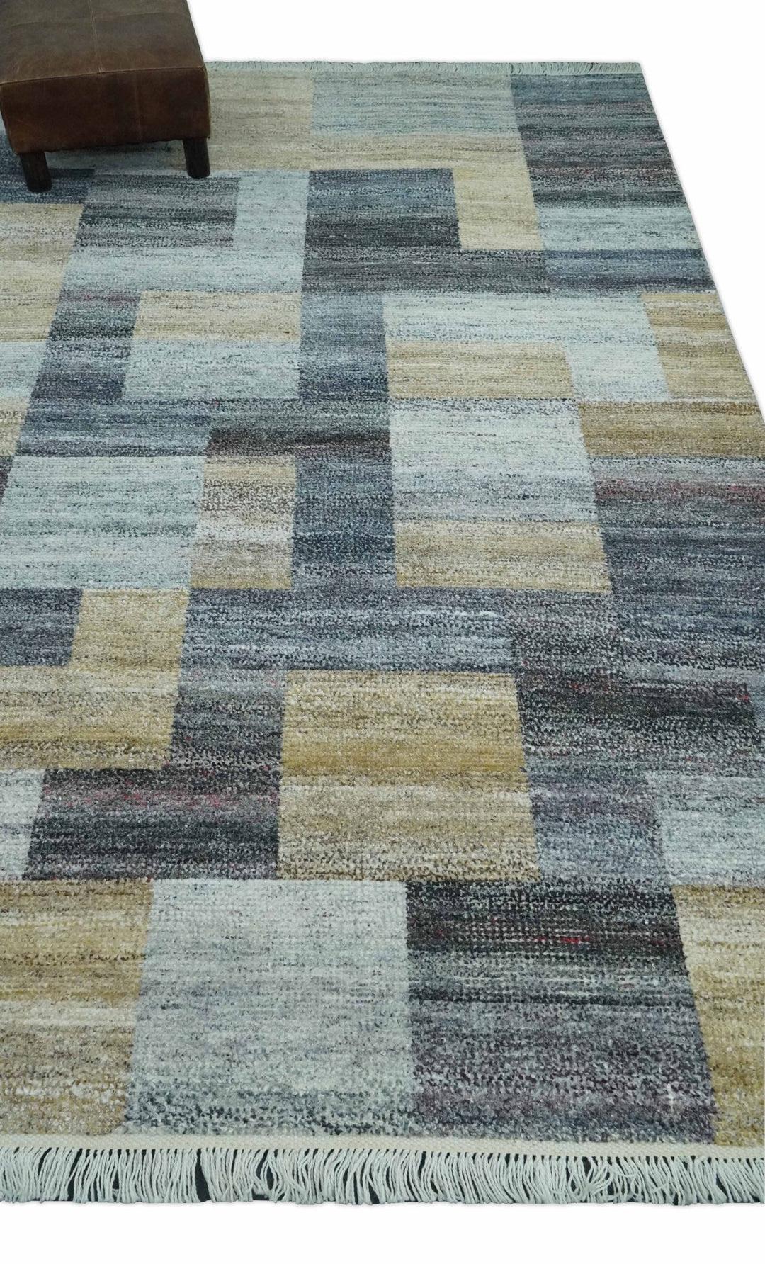 Gray, Charcoal, Ivory and Beige Modern Geometrical 5x8 Pet yarn Area Rug - The Rug Decor