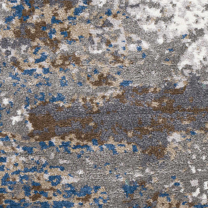 Gray, Ivory and Blue Modern Abstract Contemporary area rug - The Rug Decor