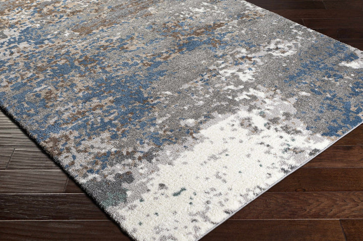 Gray, Ivory and Blue Modern Abstract Contemporary area rug - The Rug Decor