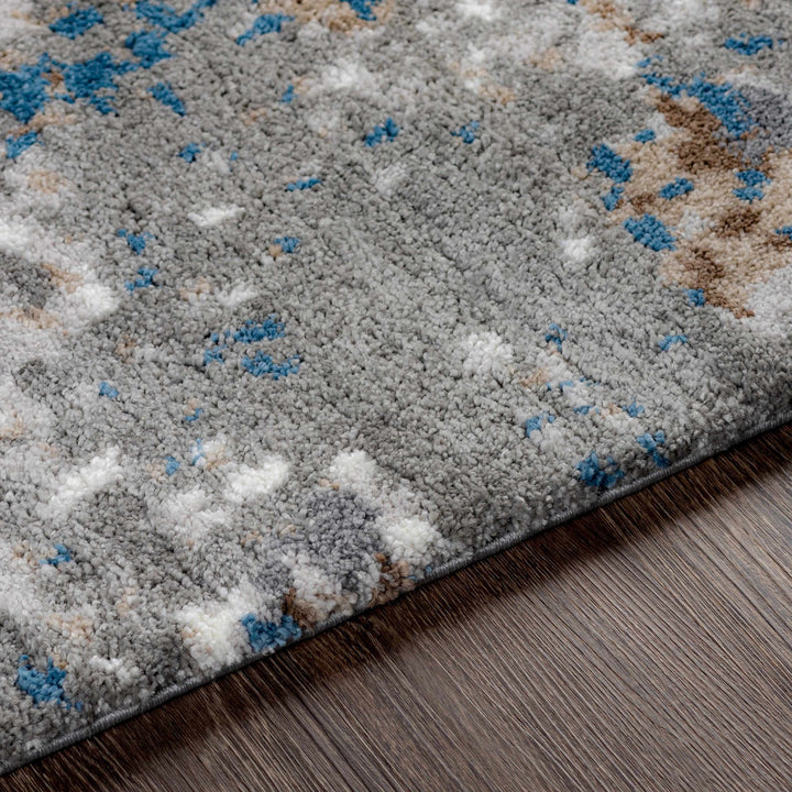 Gray, Ivory and Blue Modern Abstract Contemporary area rug - The Rug Decor