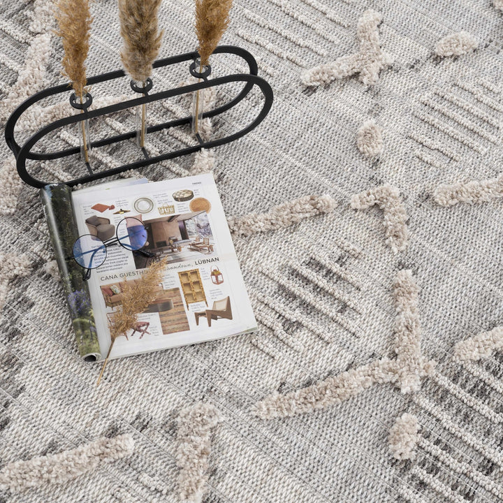Gray, Silver and Brown Geometrical Texture Area Rug - The Rug Decor