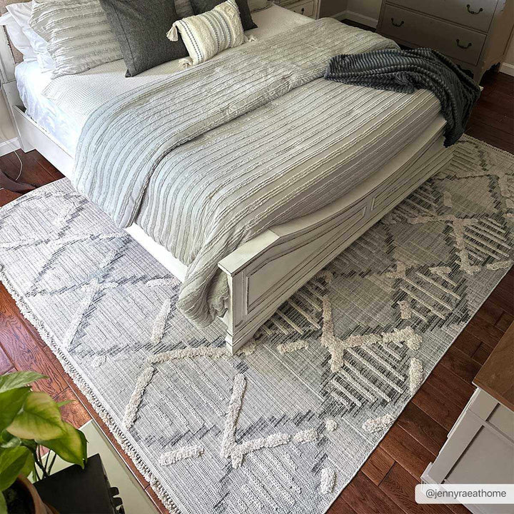 Gray, Silver and Brown Geometrical Texture Area Rug - The Rug Decor