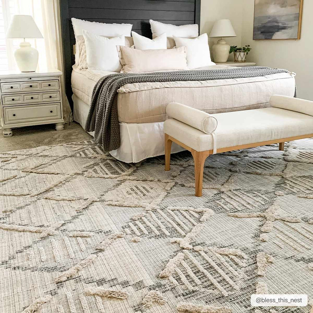 Gray, Silver and Brown Geometrical Texture Area Rug - The Rug Decor