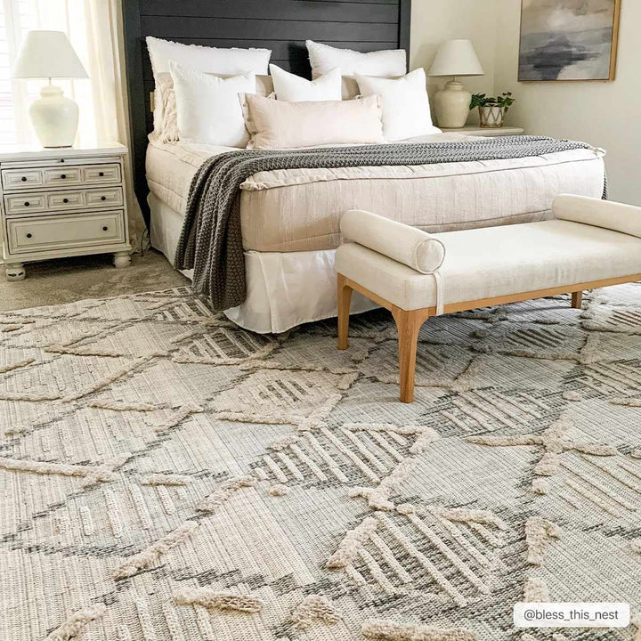 Gray, Silver and Brown Geometrical Texture Area Rug - The Rug Decor