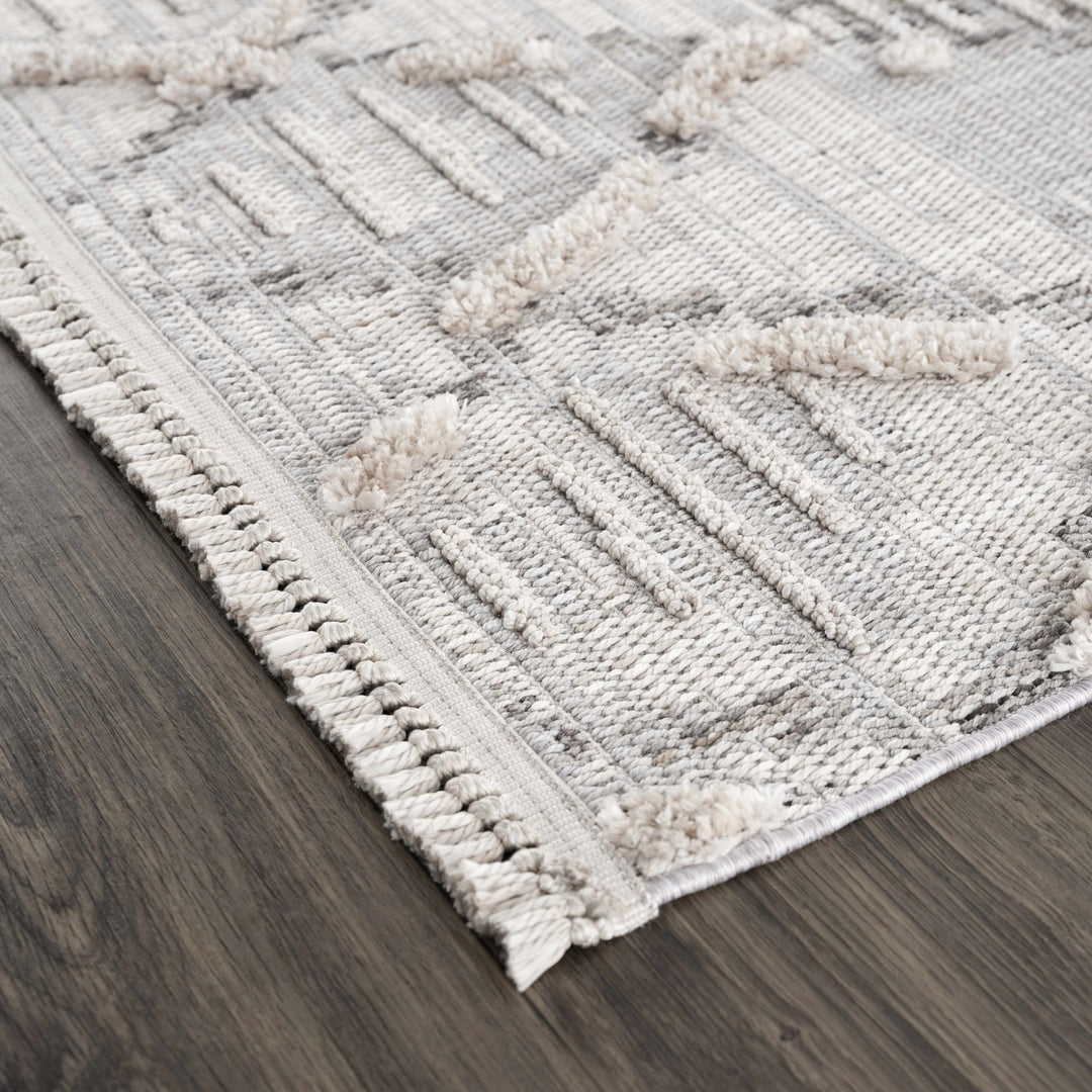Gray, Silver and Brown Geometrical Texture Area Rug - The Rug Decor