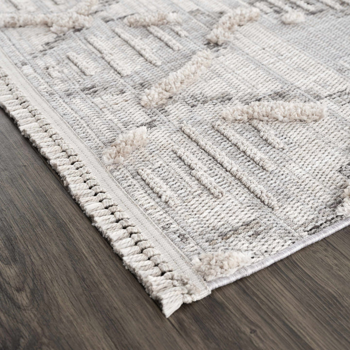 Gray, Silver and Brown Geometrical Texture Area Rug - The Rug Decor