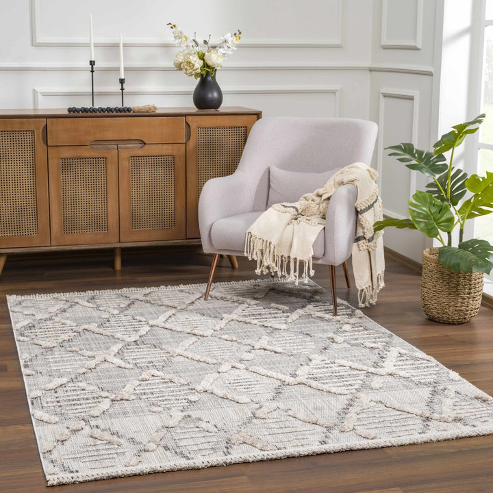 Gray, Silver and Brown Geometrical Texture Area Rug - The Rug Decor