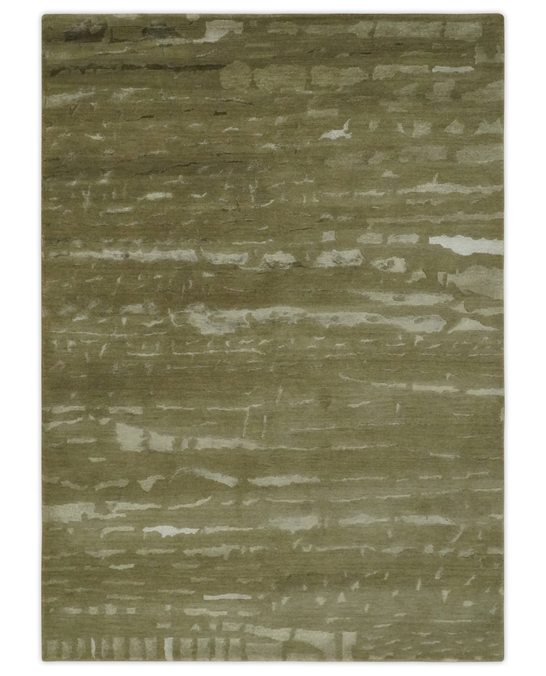 Green and Silver Modern Abstract Hand loom 5x7 wool and Art Silk Area Rug - The Rug Decor