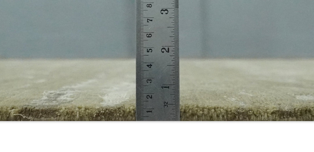 Green and Silver Modern Abstract Hand loom 5x7 wool and Art Silk Area Rug - The Rug Decor