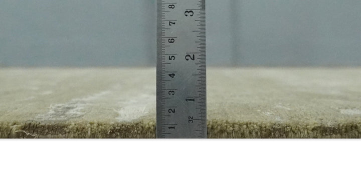 Green and Silver Modern Abstract Hand loom 5x7 wool and Art Silk Area Rug - The Rug Decor