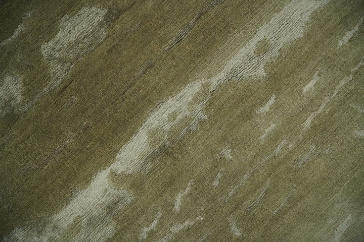 Green and Silver Modern Abstract Hand loom 5x7 wool and Art Silk Area Rug - The Rug Decor