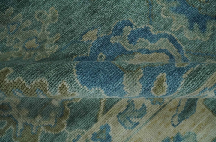 Green, Beige and Blue Hand knotted Traditional Oushak Multi Size Wool Area Rug - The Rug Decor