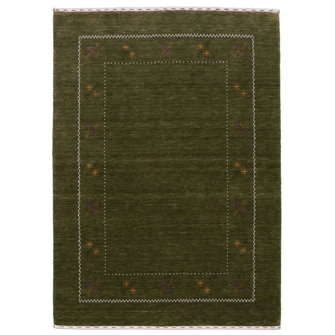 Green Modern Gabbeh Border Design Hand Loomed Wool Area Rug - The Rug Decor