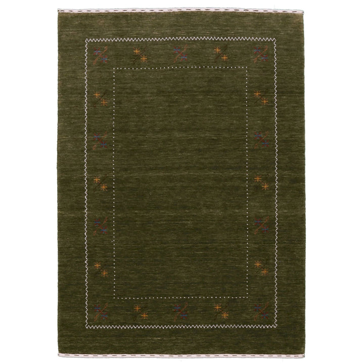 Green Modern Gabbeh Border Design Hand Loomed Wool Area Rug - The Rug Decor