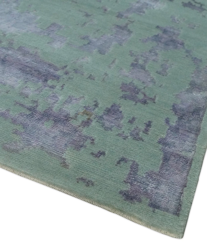 Green, Silver, Gray and Charcoal Modern Abstract Hand knotted 6x9 Wool and Viscose area Rug - The Rug Decor