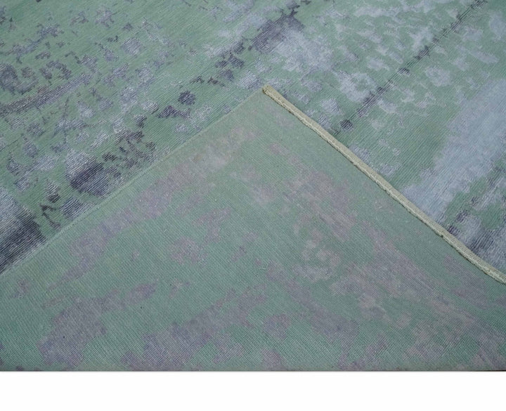 Green, Silver, Gray and Charcoal Modern Abstract Hand knotted 6x9 Wool and Viscose area Rug - The Rug Decor