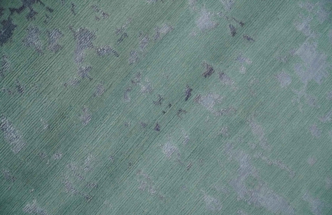 Green, Silver, Gray and Charcoal Modern Abstract Hand knotted 6x9 Wool and Viscose area Rug - The Rug Decor