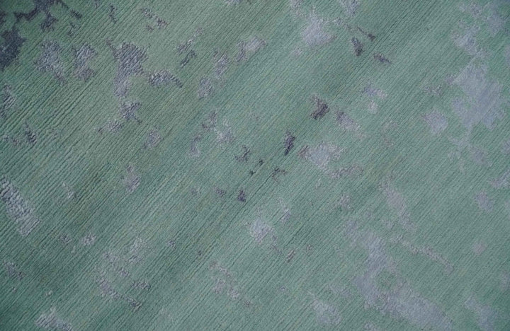 Green, Silver, Gray and Charcoal Modern Abstract Hand knotted 6x9 Wool and Viscose area Rug - The Rug Decor