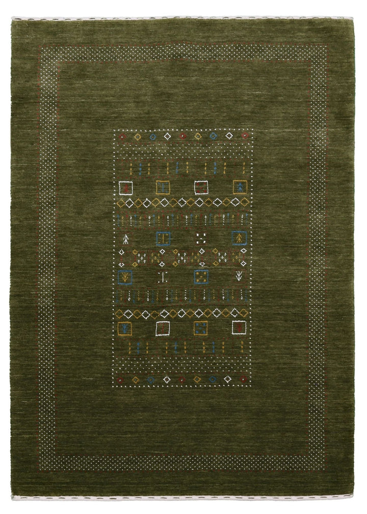 Green Tribal Center Pattern Hand Loomed Wool Area Rug - The Rug Decor