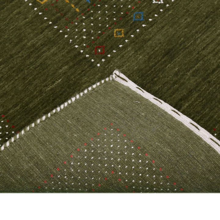 Green Tribal Center Pattern Hand Loomed Wool Area Rug - The Rug Decor