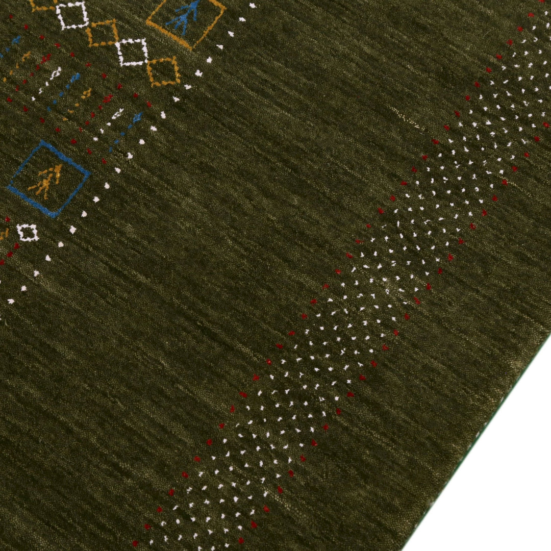Green Tribal Center Pattern Hand Loomed Wool Area Rug - The Rug Decor