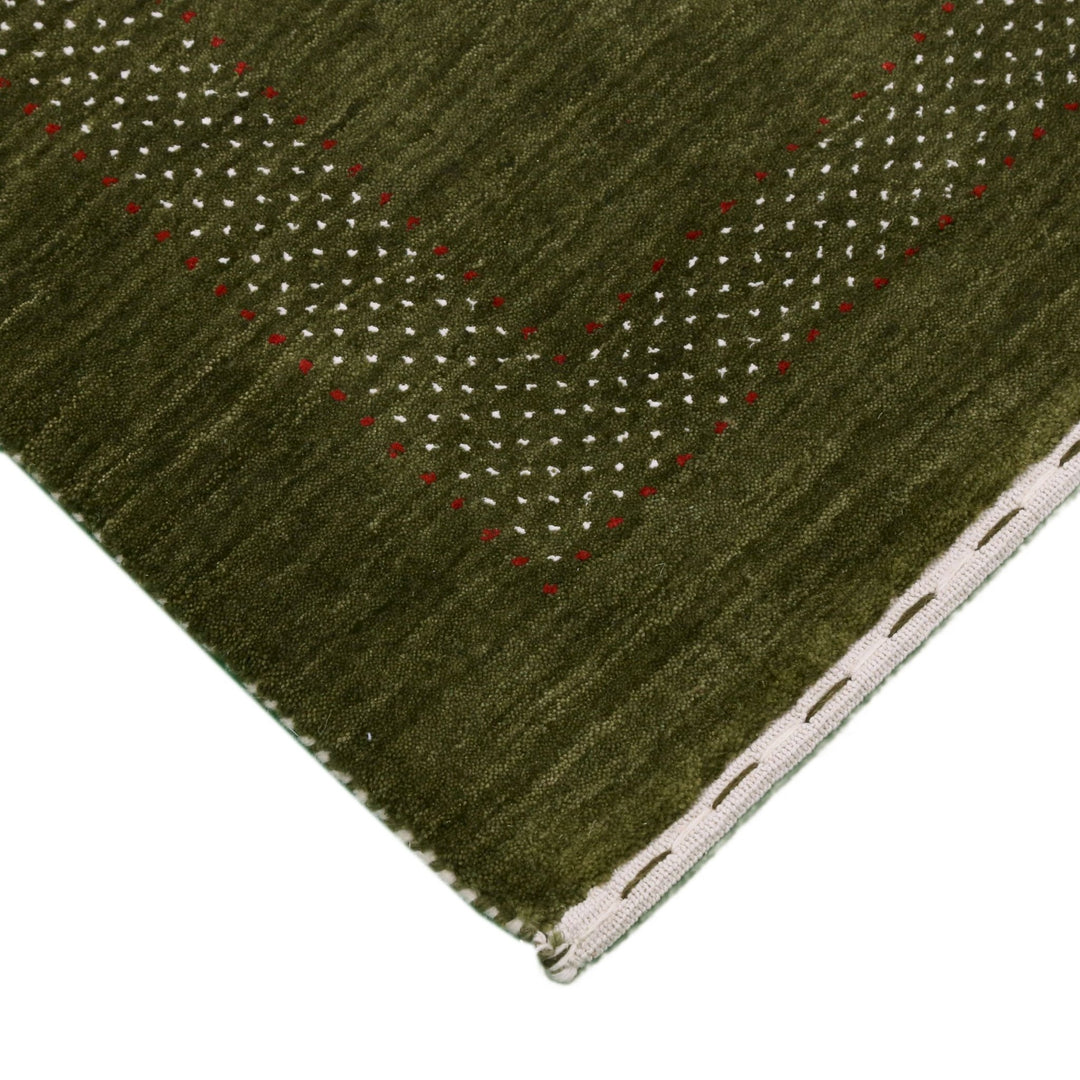Green Tribal Center Pattern Hand Loomed Wool Area Rug - The Rug Decor