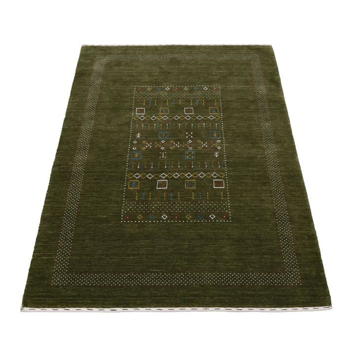 Green Tribal Center Pattern Hand Loomed Wool Area Rug - The Rug Decor