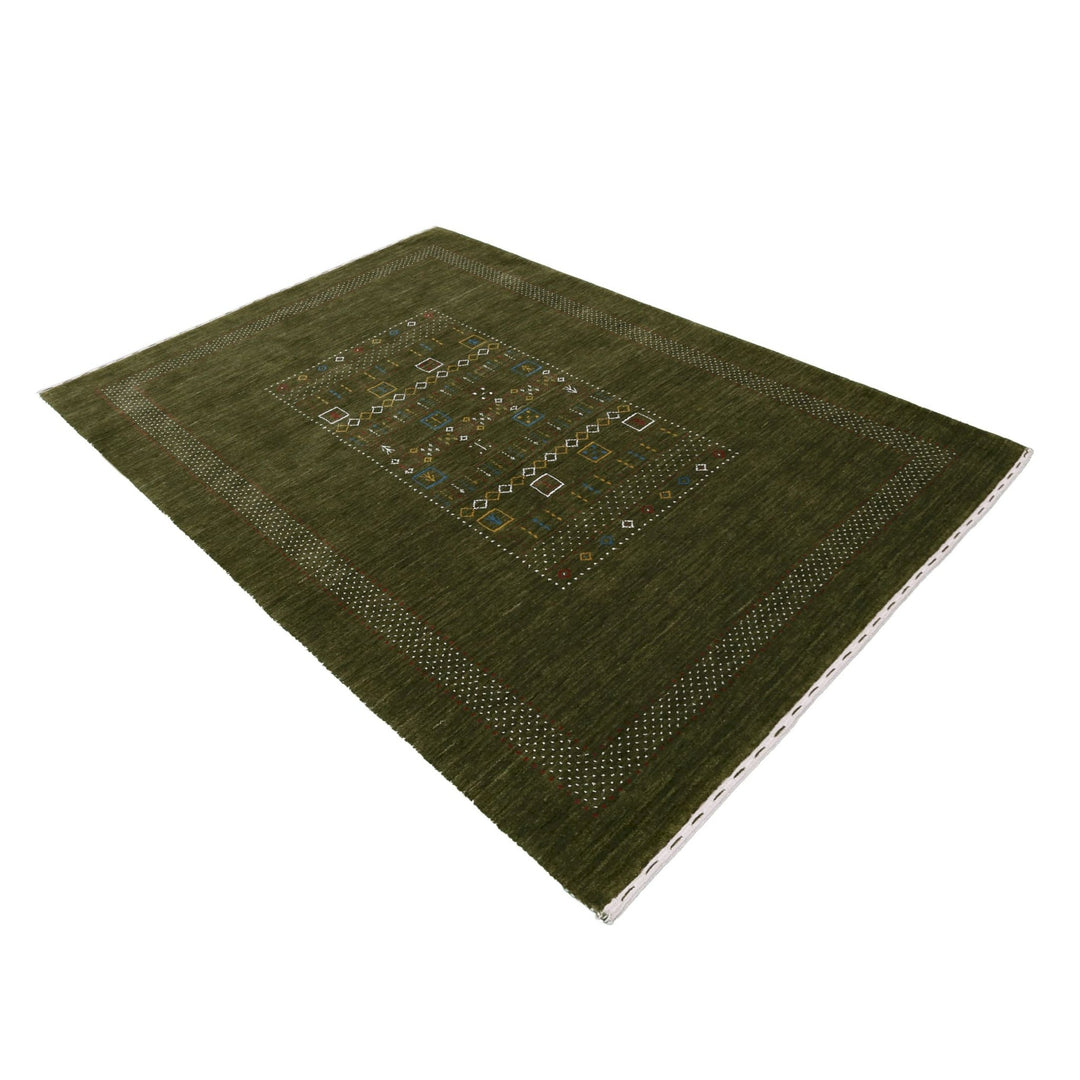 Green Tribal Center Pattern Hand Loomed Wool Area Rug - The Rug Decor