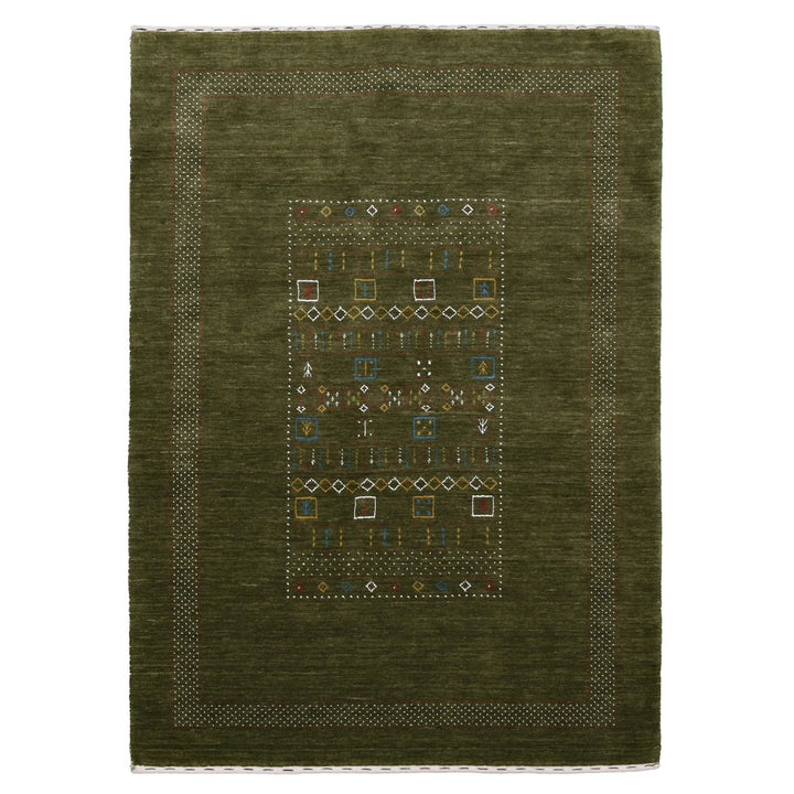 Green Tribal Center Pattern Hand Loomed Wool Area Rug - The Rug Decor