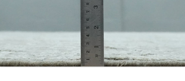 Hand Carved Texture Modern abstract Silver and Gray Hand Knotted 8x10 wool and Art Silk Area Rug - The Rug Decor