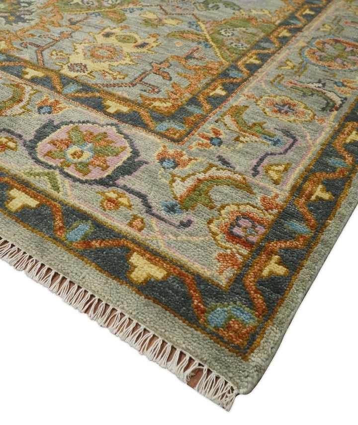 Hand knotted 5x8, 6x9, 8x10, 9x12, 10x14 and 12x15 All Wool Silver, Rust and Gray Traditional Antique Moss Persian Oushak Area Rug | TRDCP616 - The Rug Decor