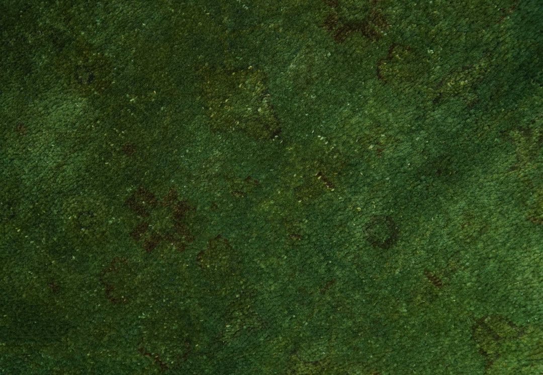 Hand Knotted Green Overdyed Traditional Oushak Design 9x12 Wool Area Rug - The Rug Decor