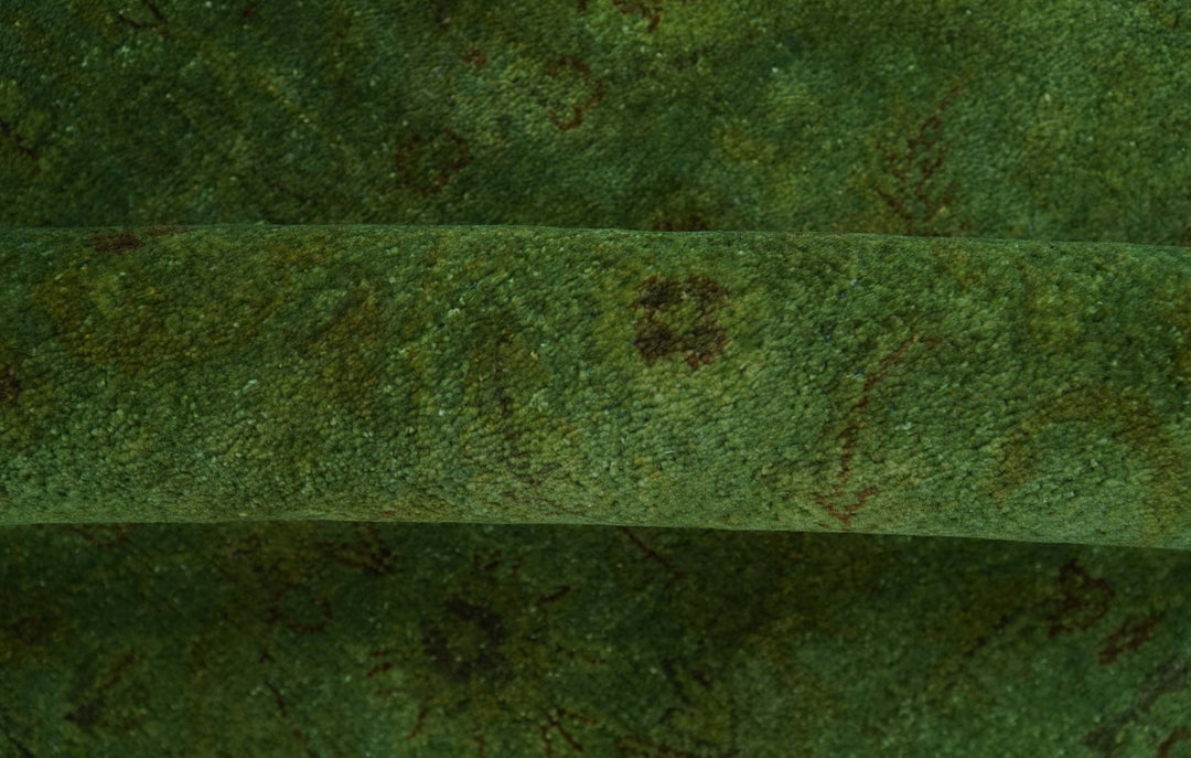 Hand Knotted Green Overdyed Traditional Oushak Design 9x12 Wool Area Rug - The Rug Decor