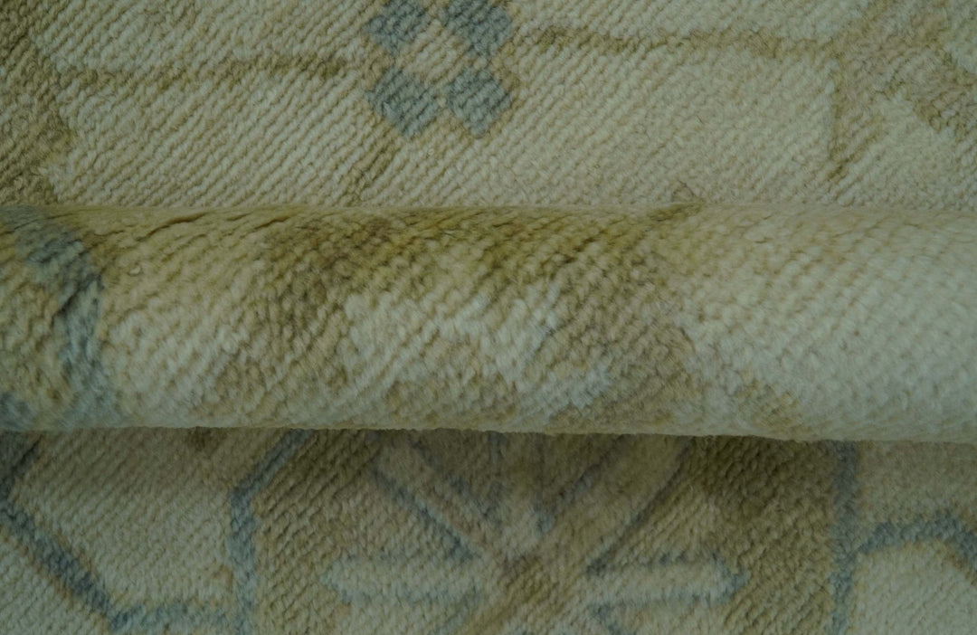 Hand Knotted Ivory And Blue Traditional Oushak Design 8x10 Wool Area Rug - The Rug Decor