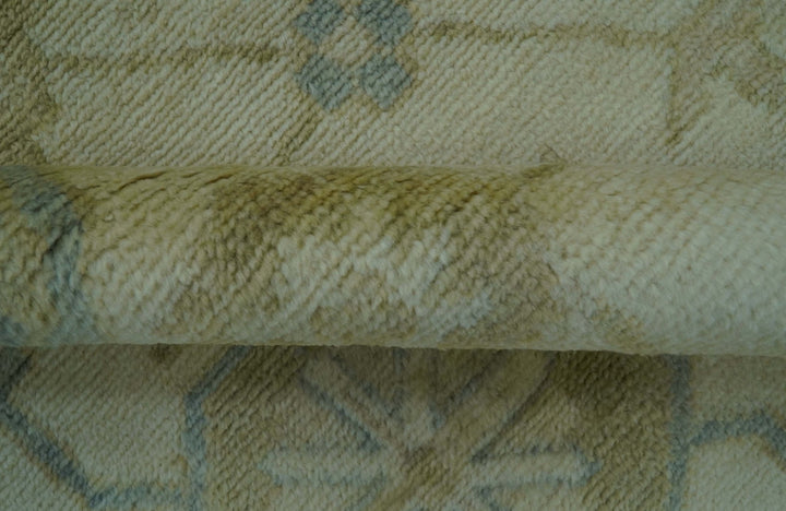 Hand Knotted Ivory And Blue Traditional Oushak Design 8x10 Wool Area Rug - The Rug Decor