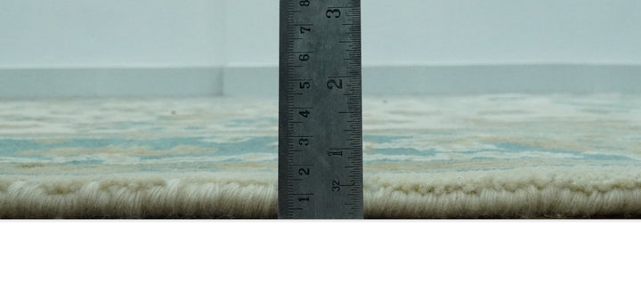 Hand Knotted Ivory, Teal and Beige Traditional Oriental Oushak Multi Size wool rug - The Rug Decor