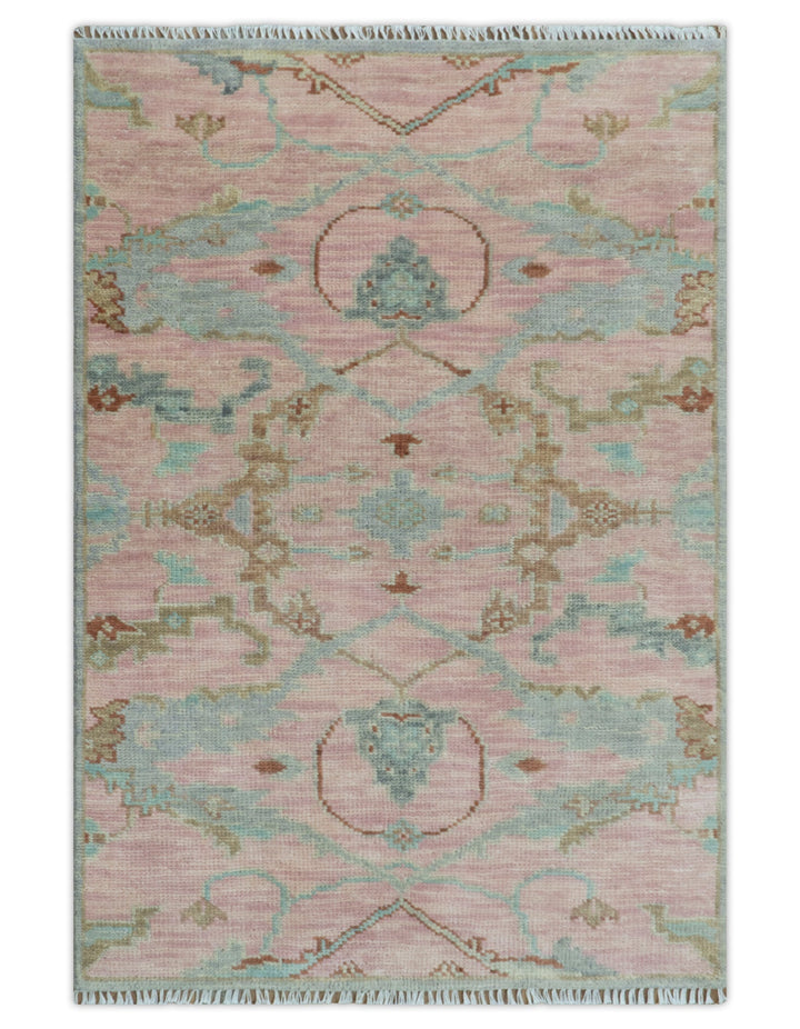 Hand Knotted Light Pink Oriental Oushak Multi Size Traditional Wool Area Rug, Living Room and Bedroom Rug - The Rug Decor