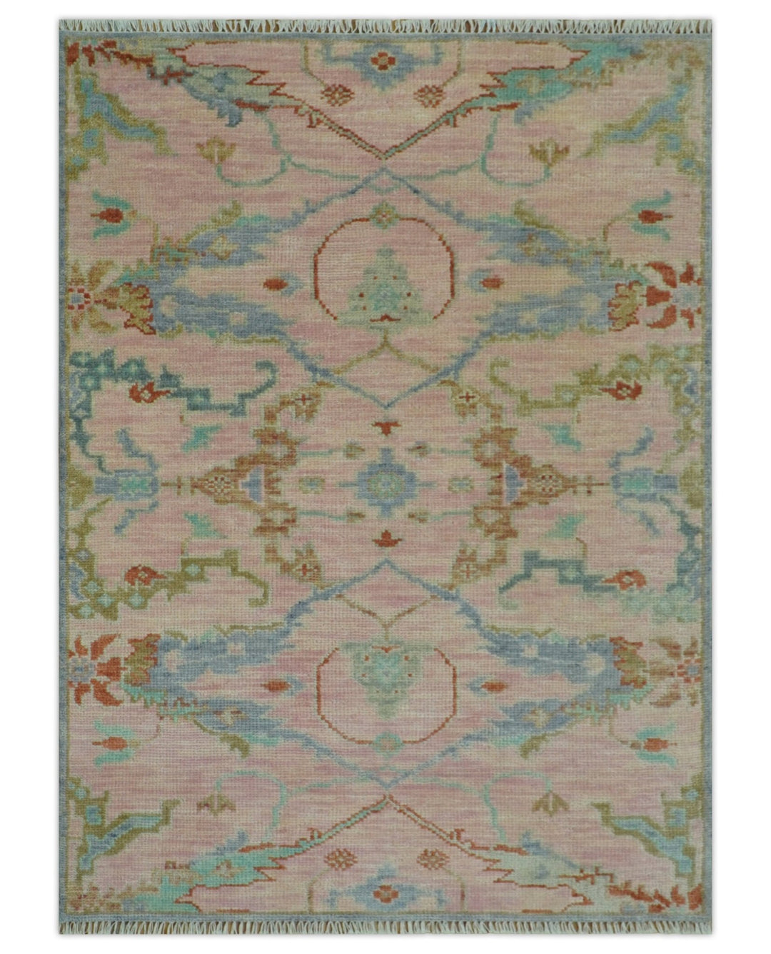 Hand Knotted Light Pink Oriental Oushak Multi Size Traditional Wool Area Rug, Living Room and Bedroom Rug - The Rug Decor