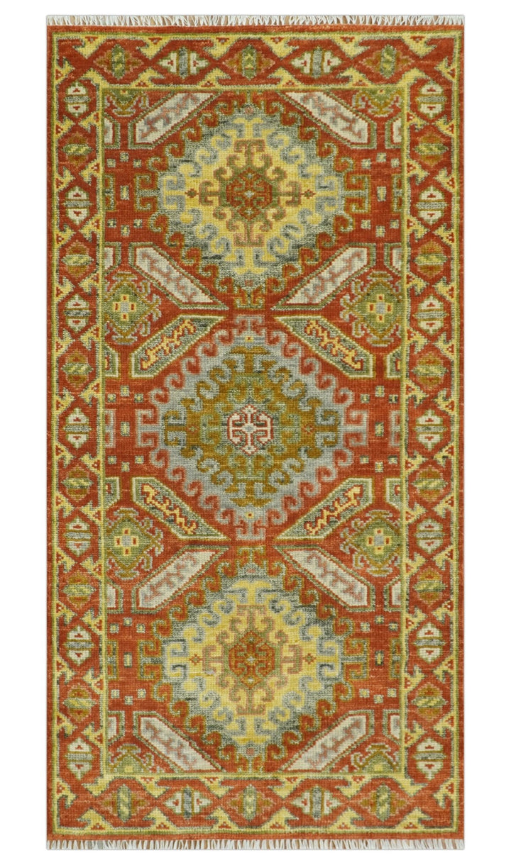 Hand Knotted Rust and Beige Oriental Traditional Multi Size Wool Area Rug, Living Room and Bedroom Rug - The Rug Decor