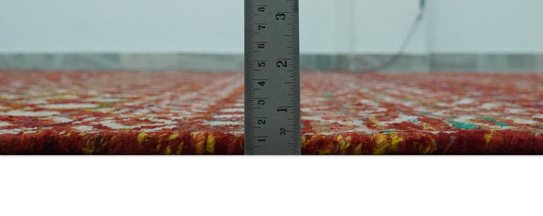 Hand Knotted Rust and Ivory Contemporary Southwestern Tribal Trellis Recycled Silk Rug - The Rug Decor