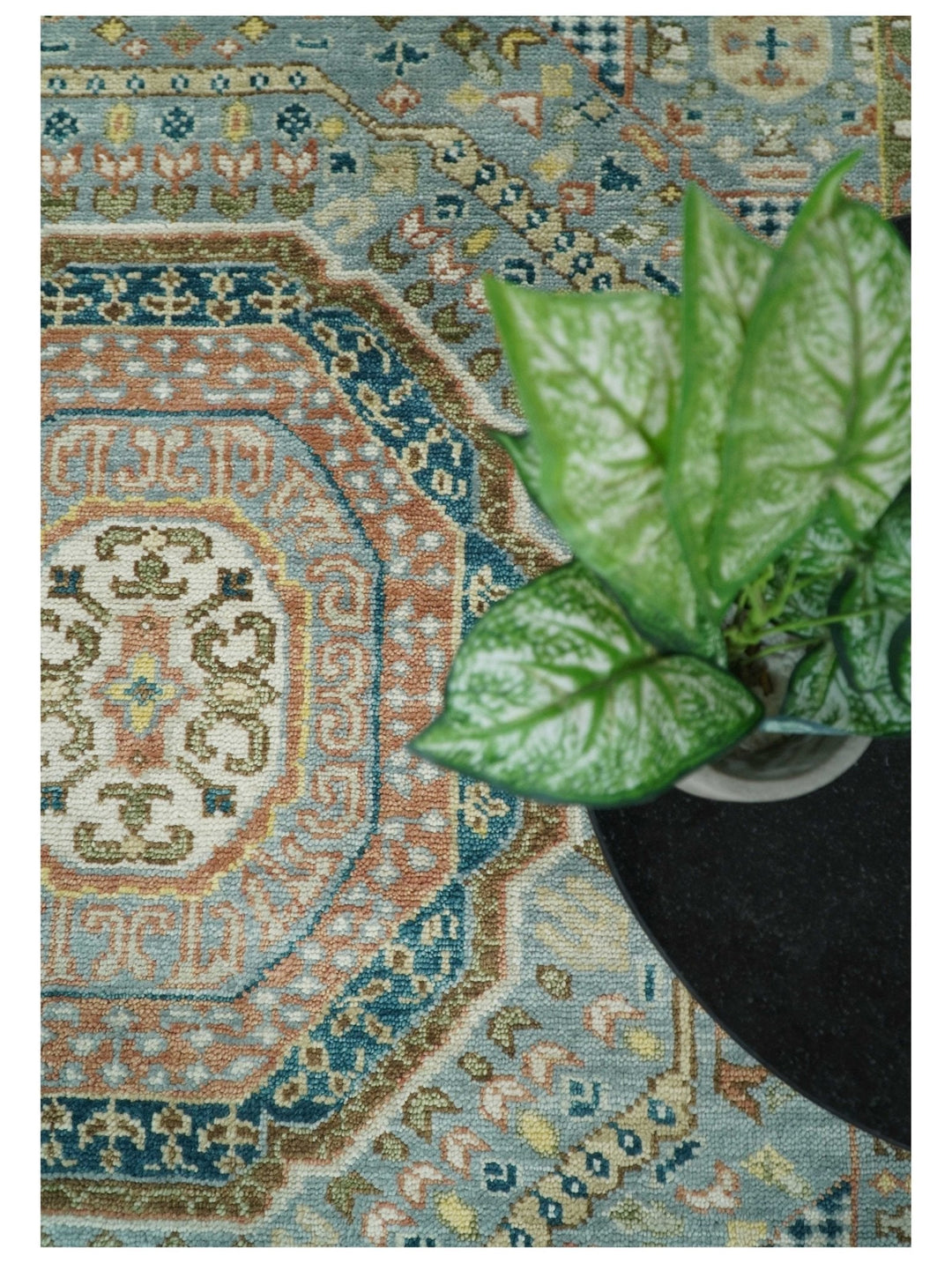 Hand Knotted traditional Kazak 8x10 Blue and Rust Traditional Armenian Rug | TRDCP134810 - The Rug Decor