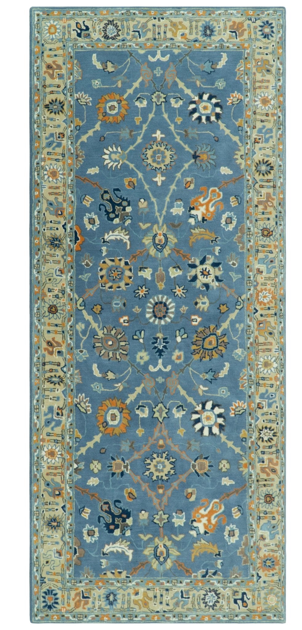 Hand Tufted Blue and Beige Modern Colorful Oushak Multi Size Rug, Kids, Living Room and Bedroom Rug - The Rug Decor