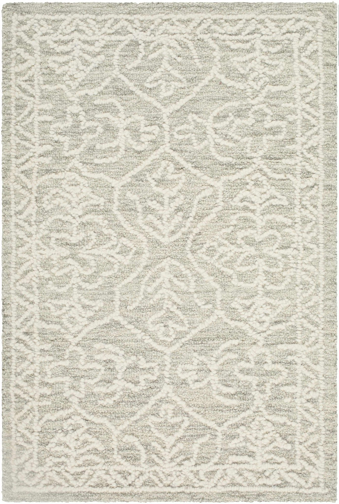 Hand Tufted Gray And Off White Traditional Wool Area Rug - The Rug Decor