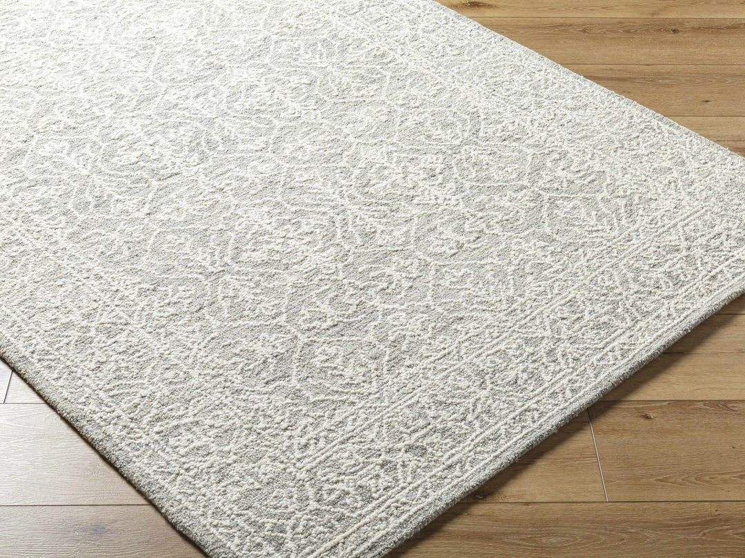 Hand Tufted Gray And Off White Traditional Wool Area Rug - The Rug Decor